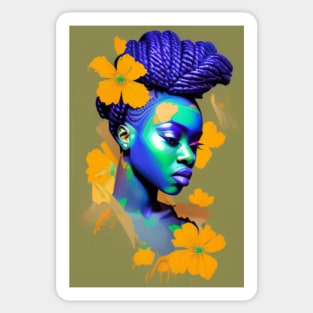 Black beautiful woman portrait 5 Sticker